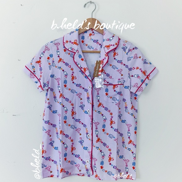 Roller Rabbit Icon Wave Polo Pajamas in Lavender Size Small Dreamland Day 6 NWT - Picture 3 of 16
